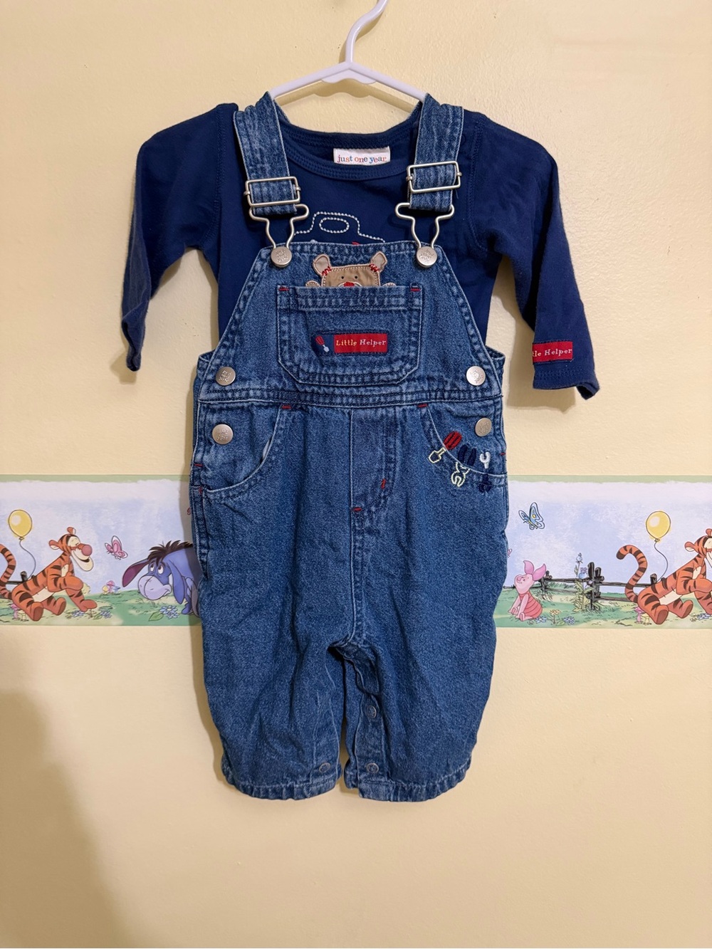 cutest little vintage/early y2k helper denim overall set